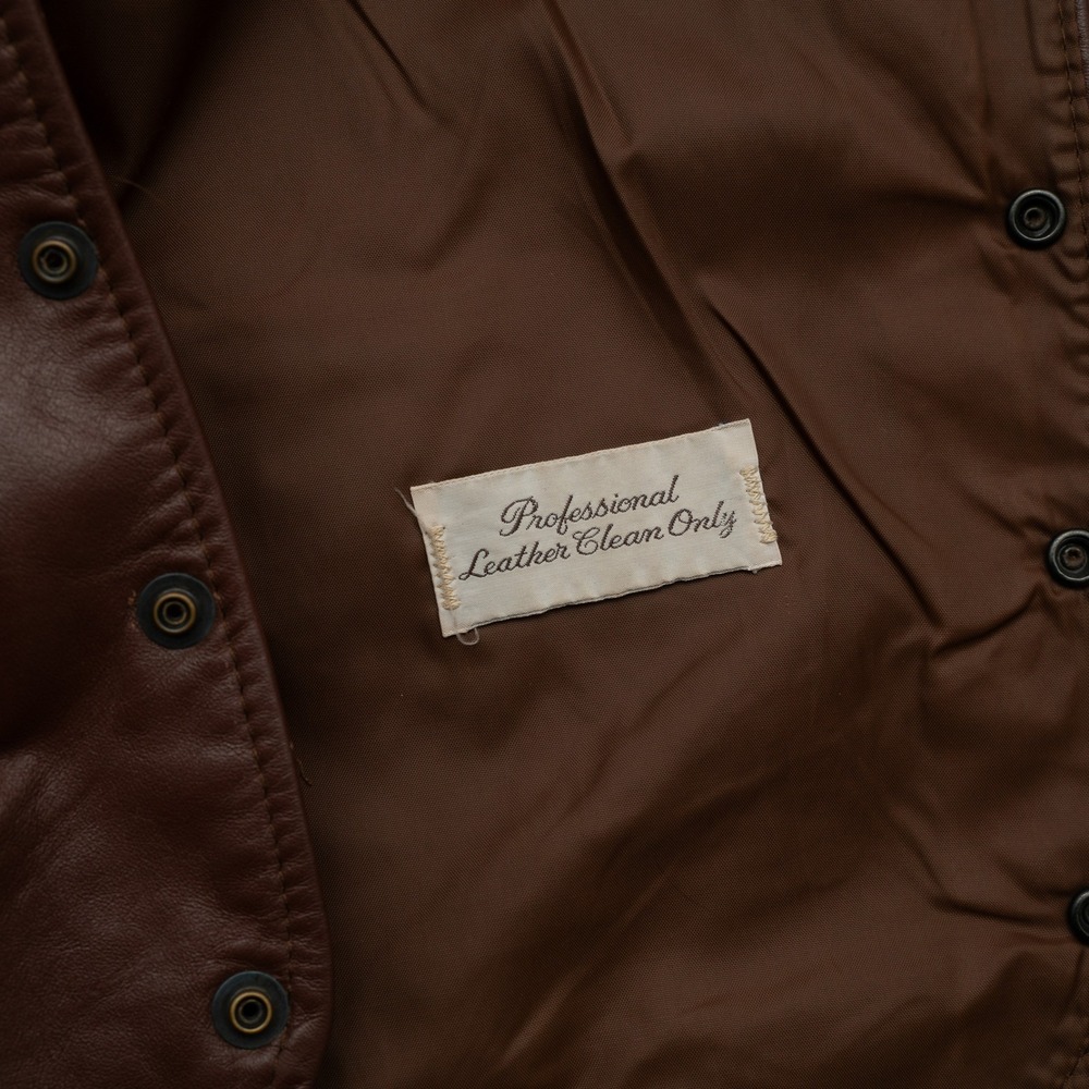 Vintage 70s 80s Sears Leather Shop Dark Brown Leather Vest 44 Reg Cowboy Western - Picture 8 of 9